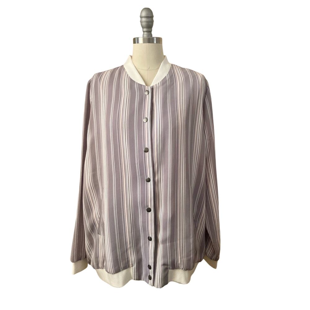 Fiora Blue FB Women's Light Jacket Size 6 Satin Purple Striped NWOT